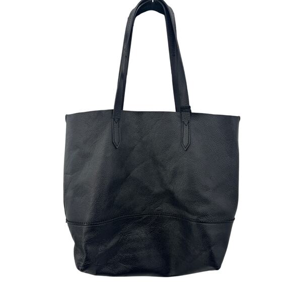 J.Crew Leather Downing Tote Carry All Black Leather Slouchy Shoulder Bag Classic - Picture 2 of 10